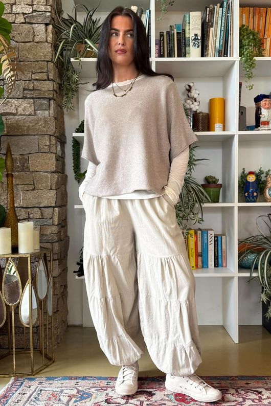 Basso Baby Cord Tiered Cuff Pant Stone